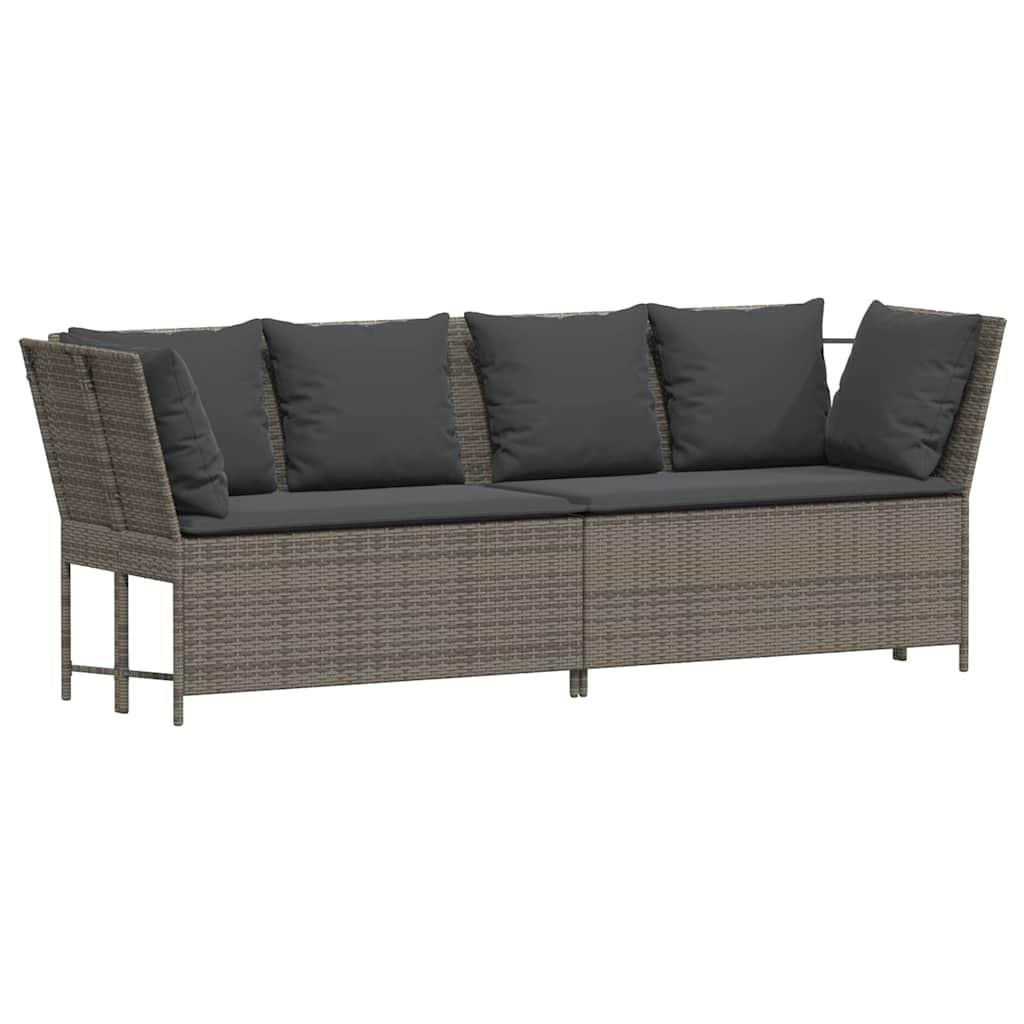 Garden Sofa with Cushions Grey Poly Rattan