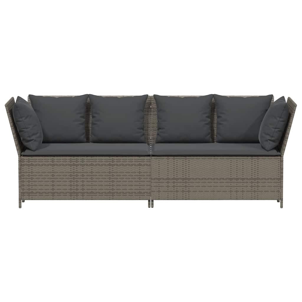 Garden Sofa with Cushions Grey Poly Rattan