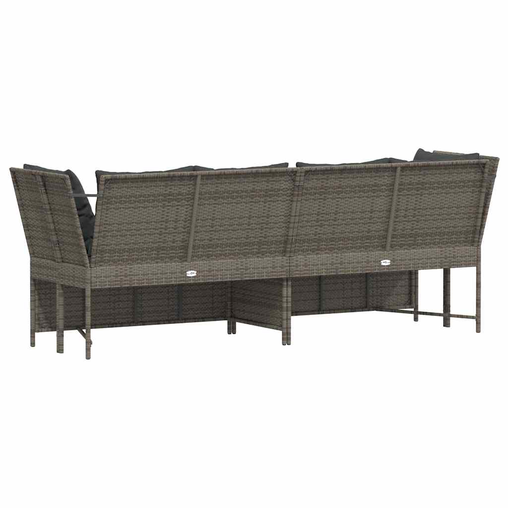 Garden Sofa with Cushions Grey Poly Rattan