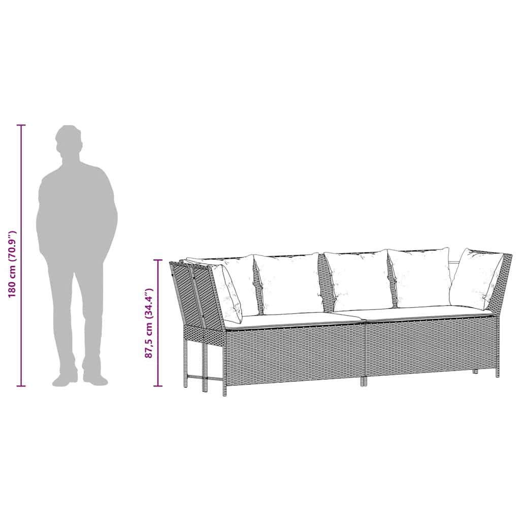 Garden Sofa with Cushions Grey Poly Rattan