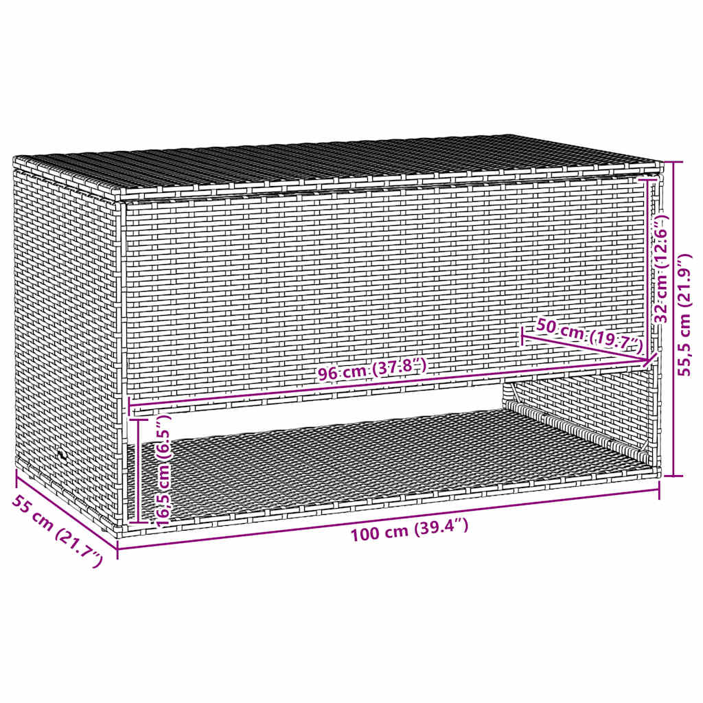 Outdoor Cushion Box Brown 100x55x55.5 cm Poly Rattan