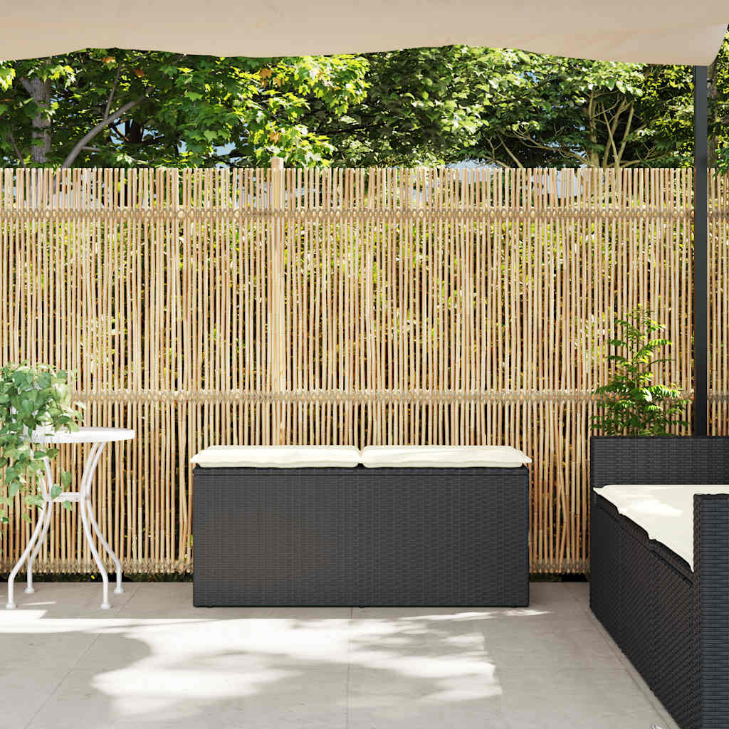 Garden Bench with Cushion Black 110x40x44 cm Poly Rattan