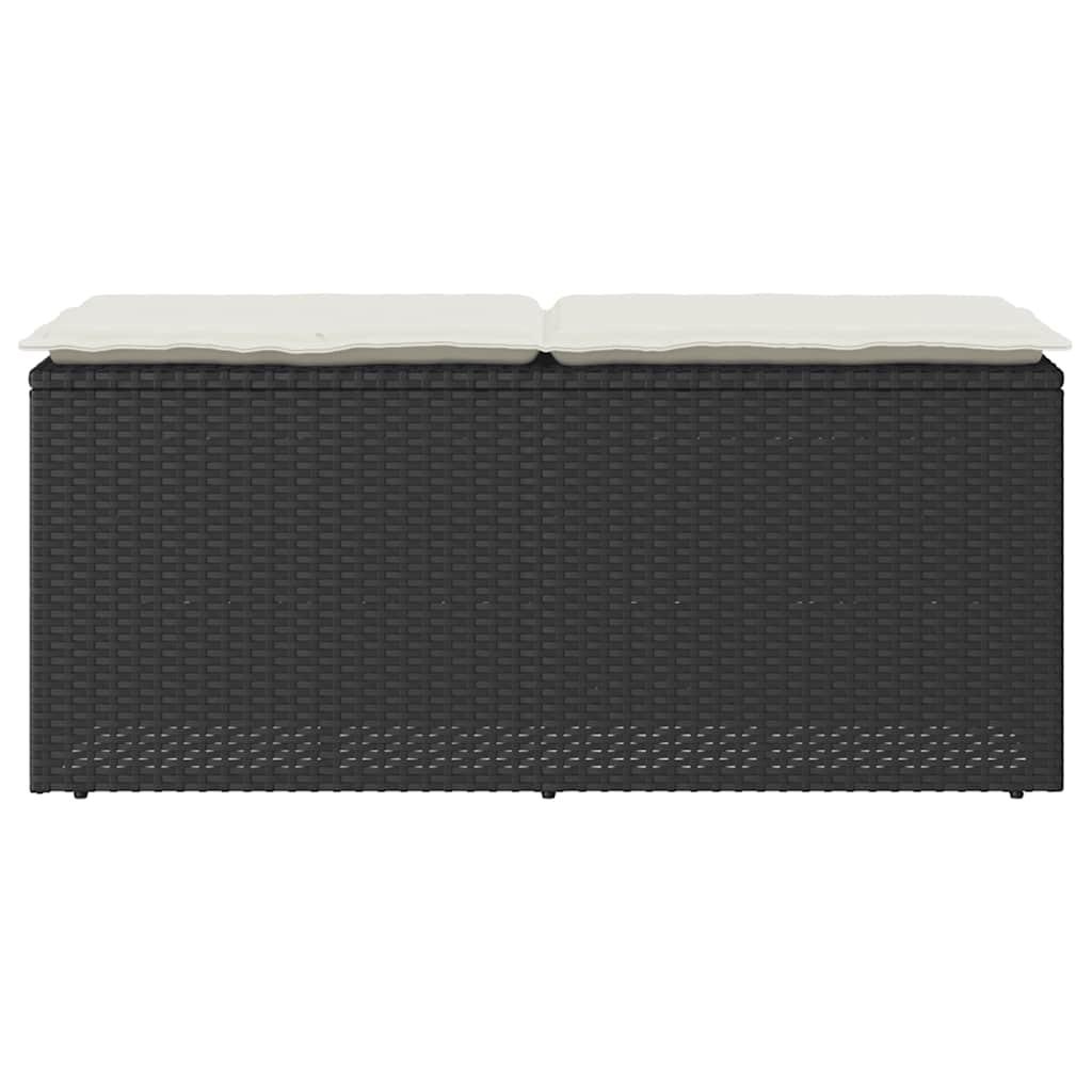 Garden Bench with Cushion Black 110x40x44 cm Poly Rattan