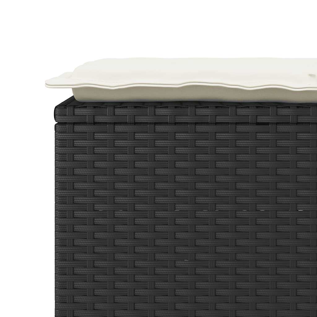 Garden Bench with Cushion Black 110x40x44 cm Poly Rattan