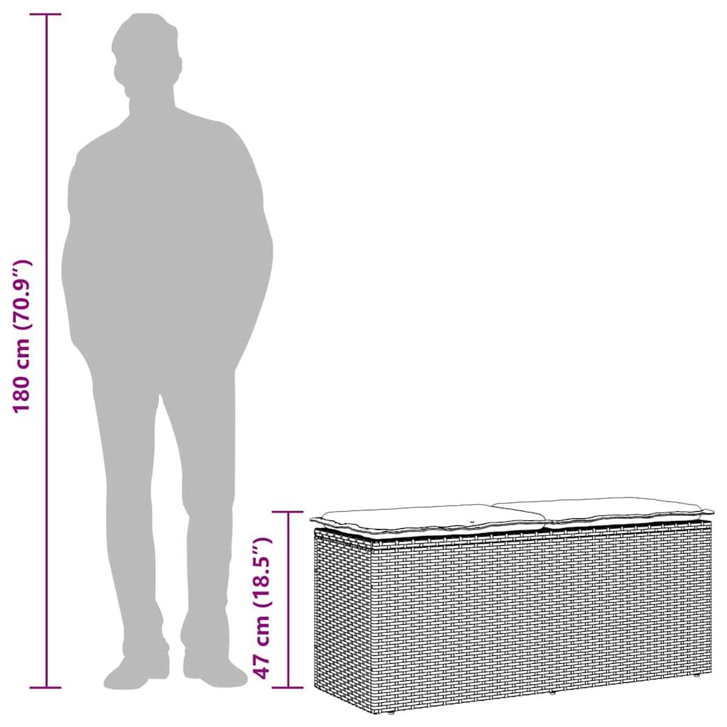 Garden Bench with Cushion Grey 110x40x44 cm Poly Rattan