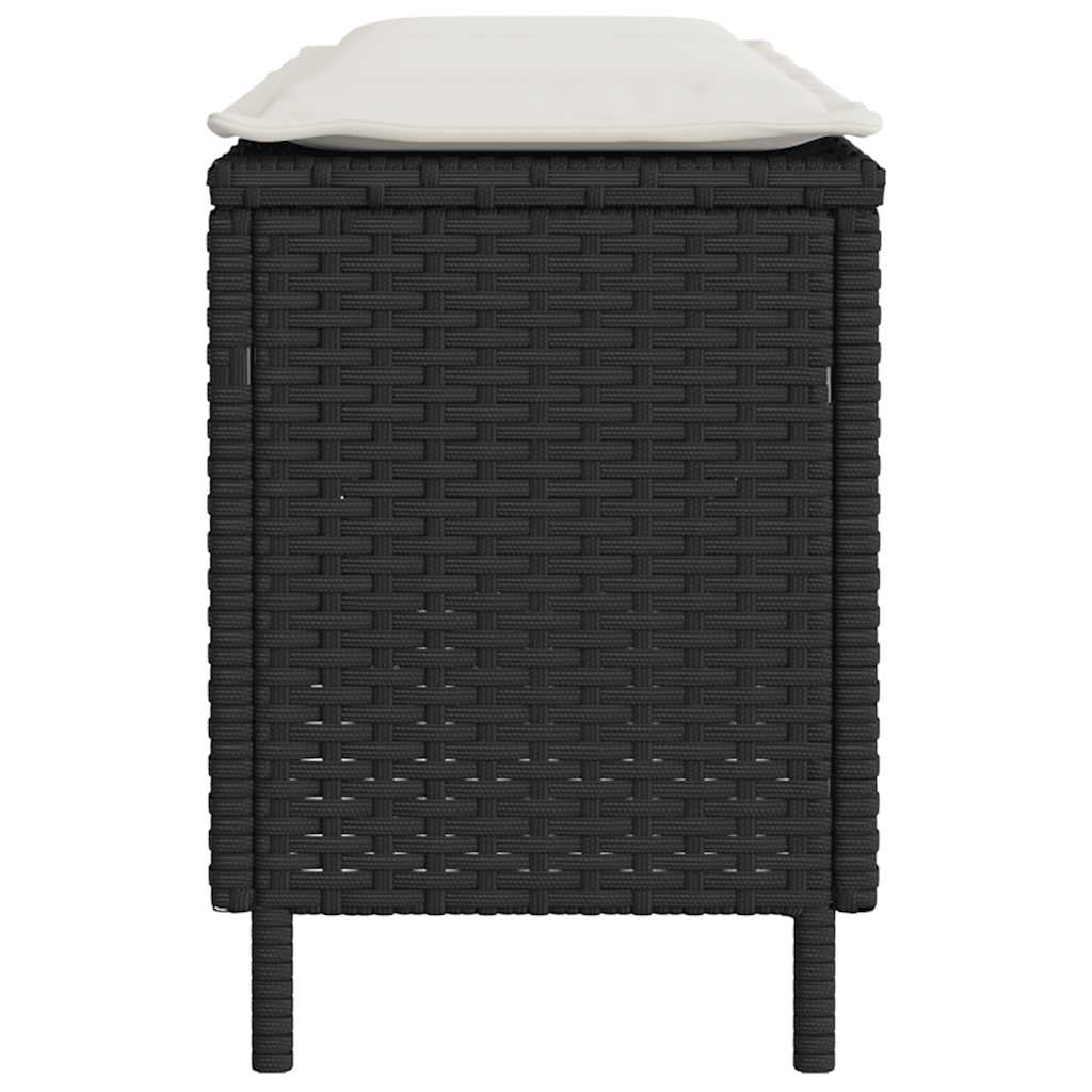 Garden Bench with Cushion Black 110x30x40.5 cm Poly Rattan