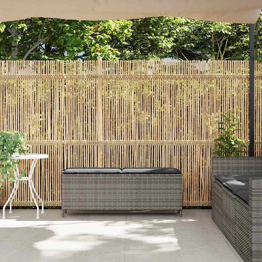 Garden Bench with Cushion Grey 110x30x40.5 cm Poly Rattan