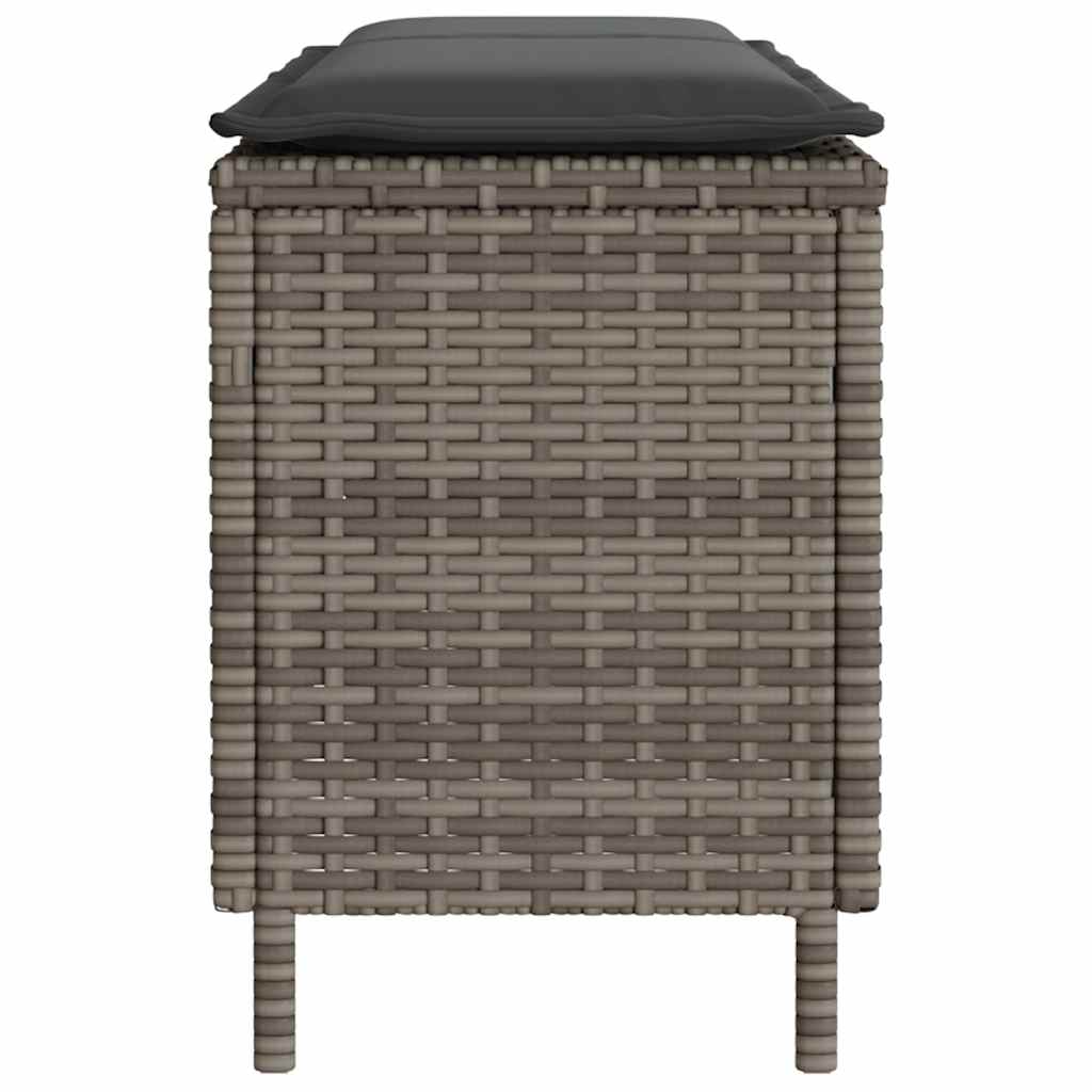 Garden Bench with Cushion Grey 110x30x40.5 cm Poly Rattan