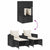 5 Piece Garden Sofa Set with Cushions Stackable Black Poly Rattan