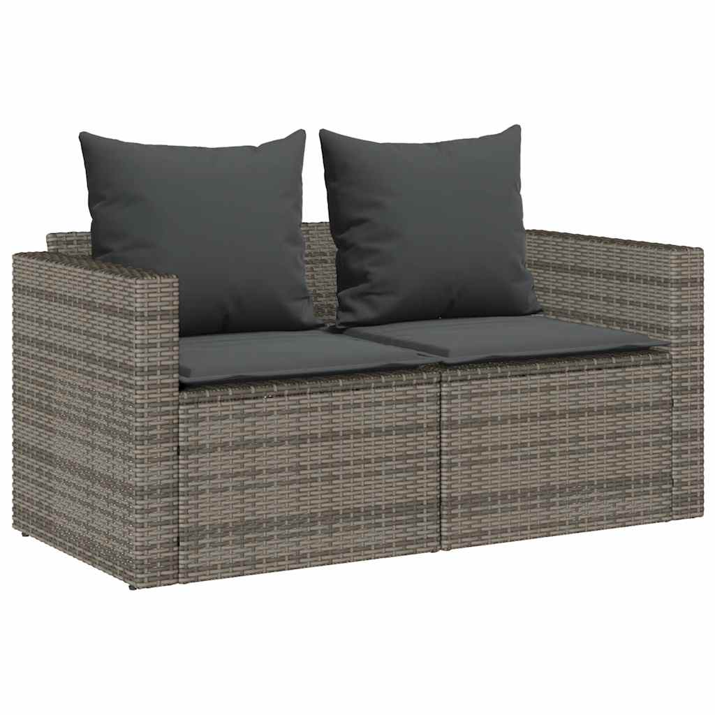 5 Piece Garden Sofa Set with Cushions Stackable Grey Poly Rattan