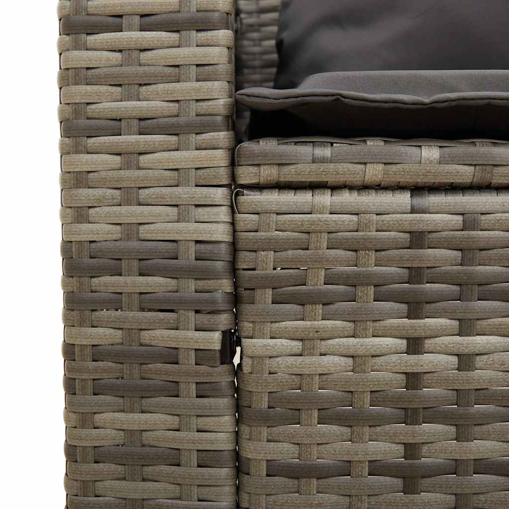 5 Piece Garden Sofa Set with Cushions Stackable Grey Poly Rattan
