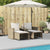5 Piece Garden Sofa Set with Cushions Stackable Beige Poly Rattan