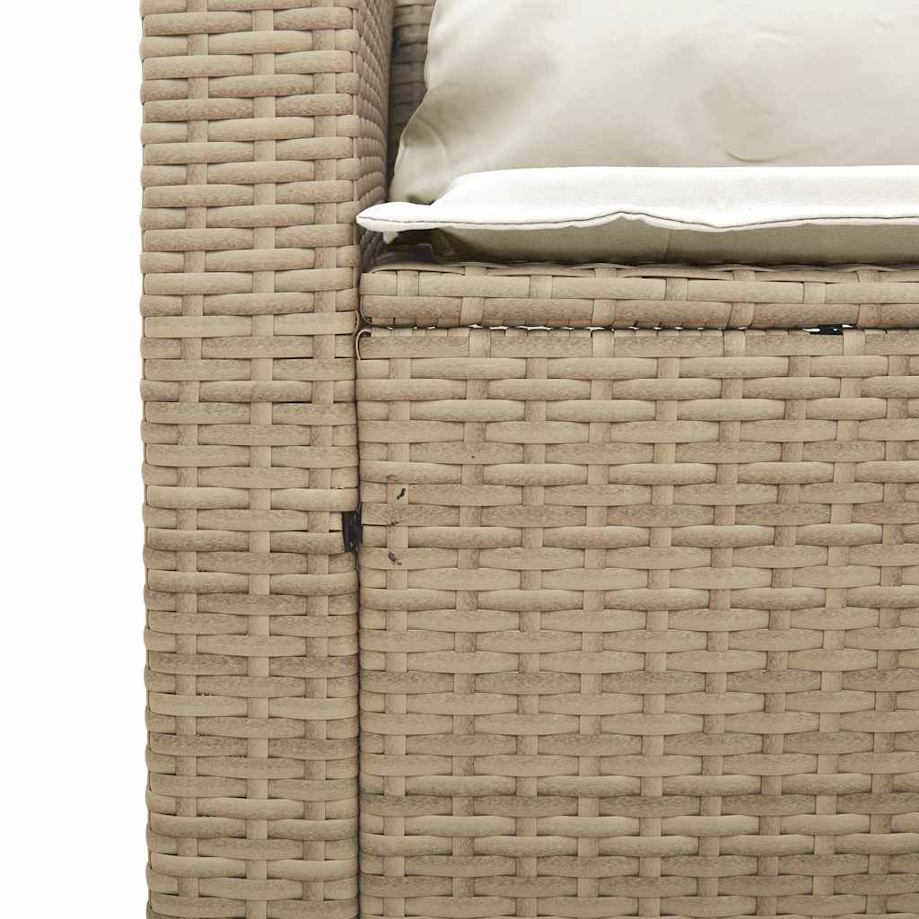 5 Piece Garden Sofa Set with Cushions Stackable Beige Poly Rattan