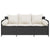 Garden Sofa with Cushions 3-Seater Black Poly Rattan