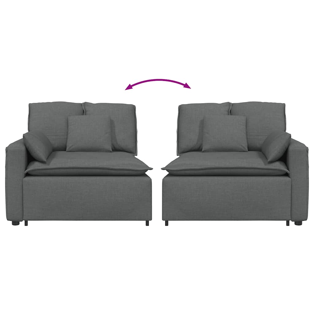 Modular Sofa Armrest End Module with Cushions Dark Grey 100 cm
