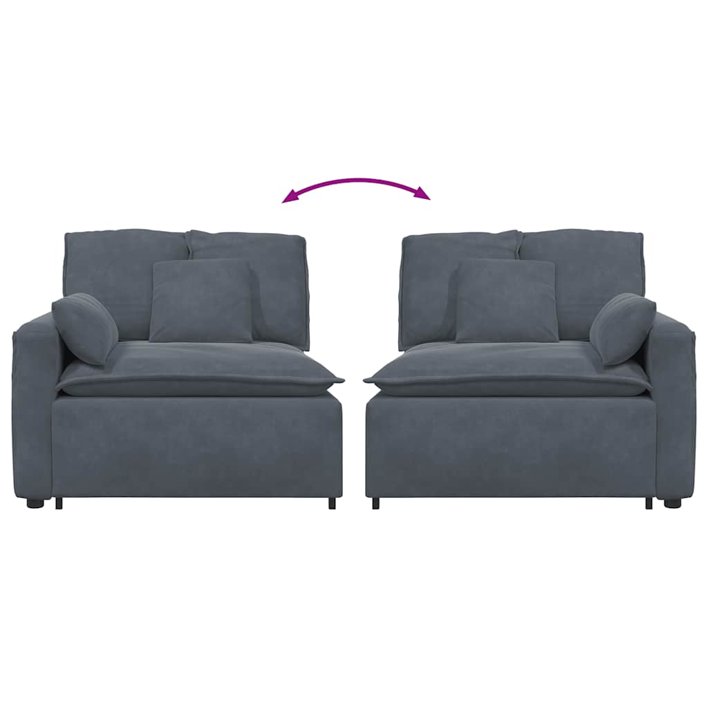 Modular Sofa Armrest End Module with Cushions Dark Grey 100 cm