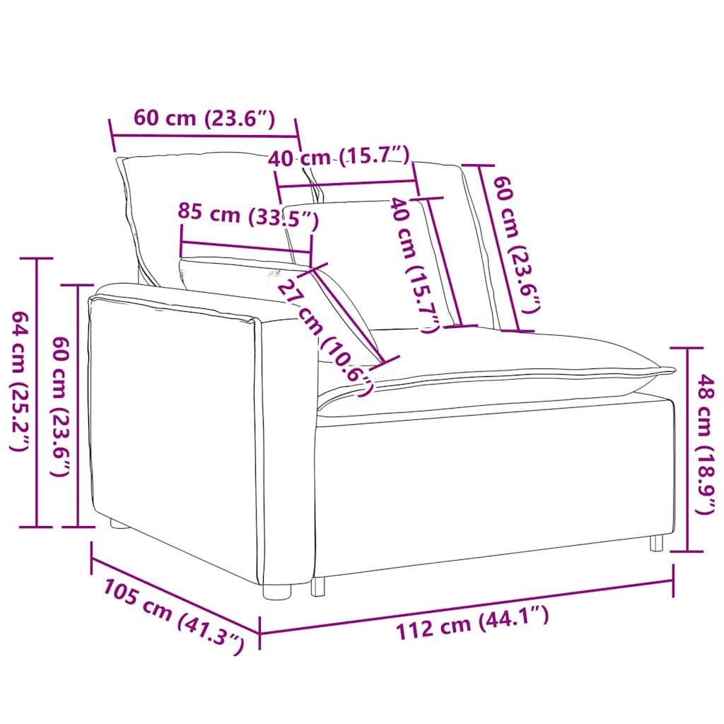 Modular Sofa Armrest End Module with Cushions Dark Grey 100 cm