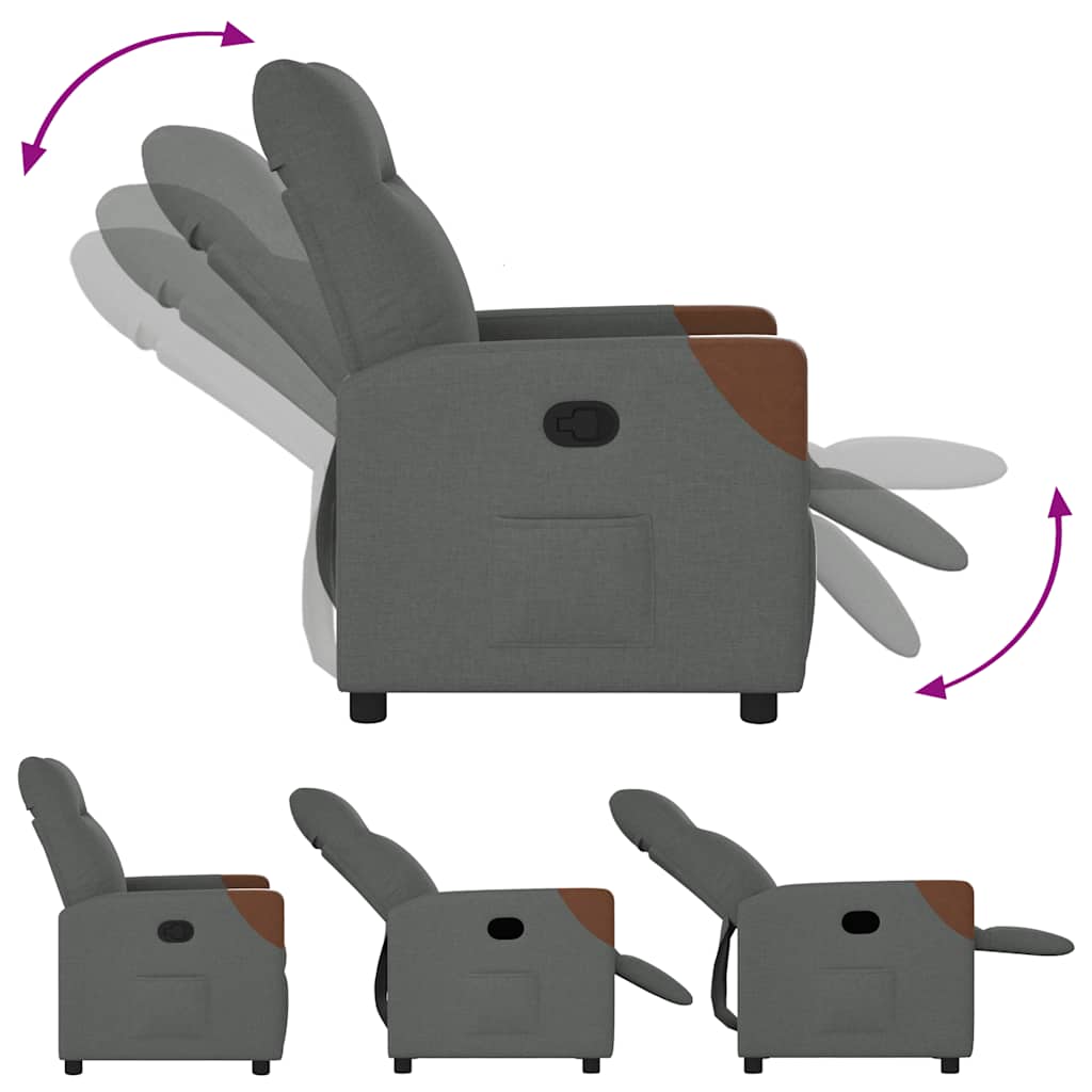 Recliner Chair Dark Grey Fabric