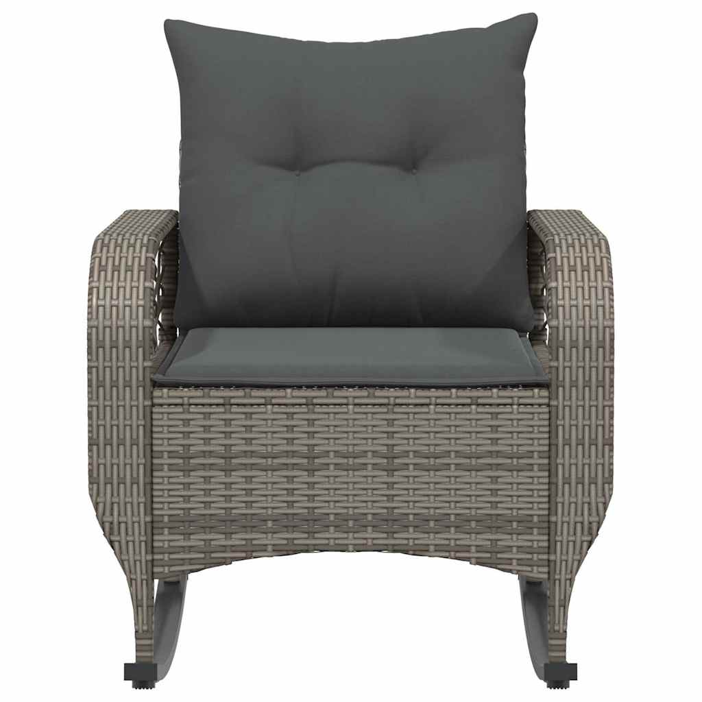 Garden Rocking Chair with Cushions Grey Poly Rattan