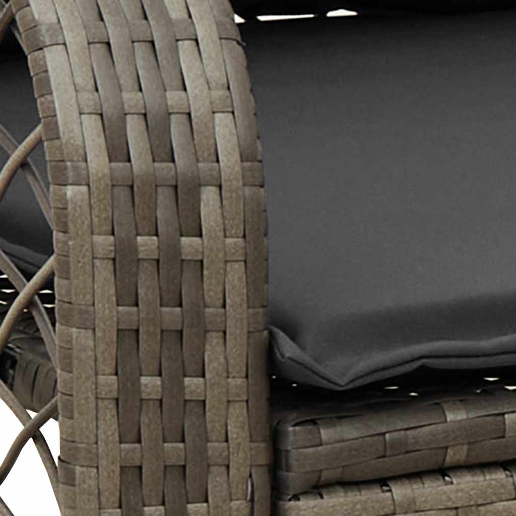 Garden Rocking Chair with Cushions Grey Poly Rattan