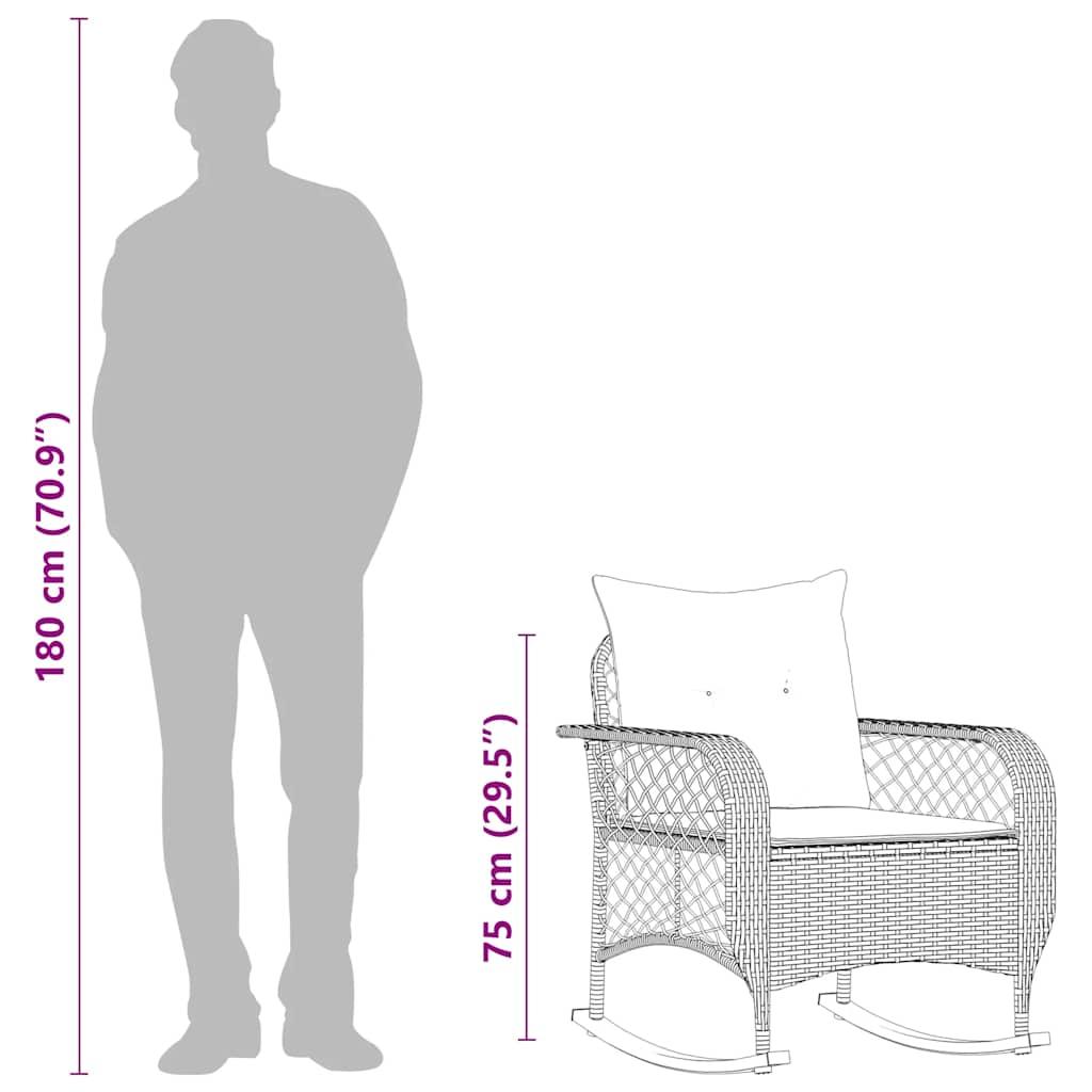 Garden Rocking Chair with Cushions Grey Poly Rattan