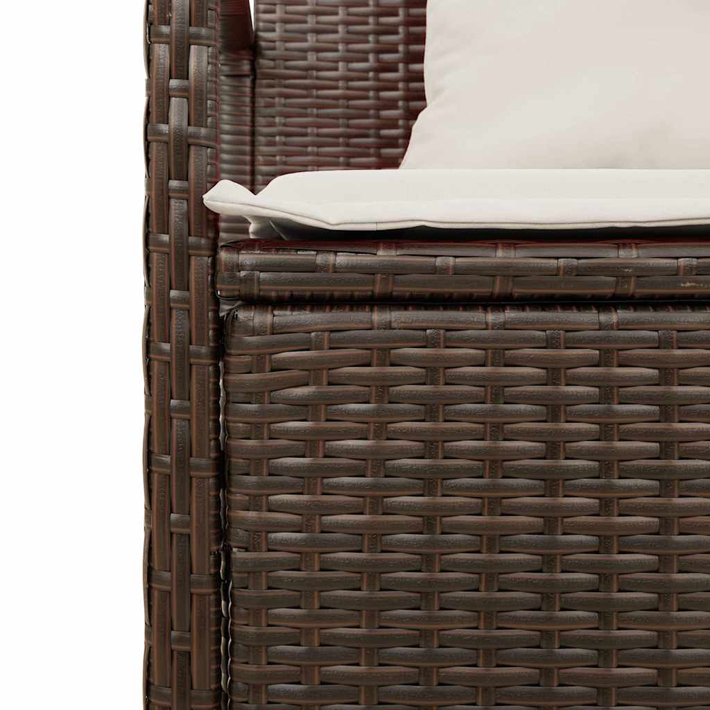 Garden Storage Bench with Cushion Brown Poly Rattan