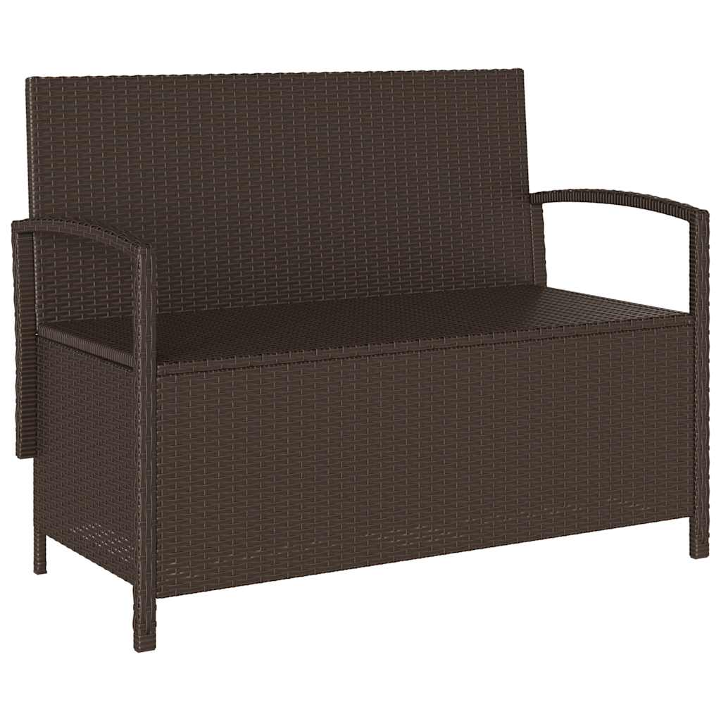 Garden Storage Bench with Cushion Brown Poly Rattan