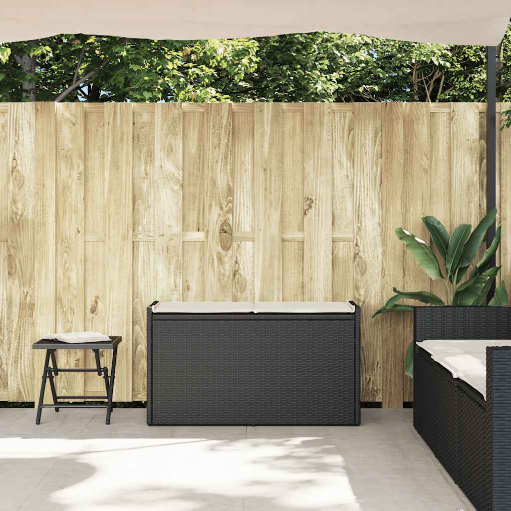 Outdoor Storage Bench with Cushion Black 100 cm Poly Rattan