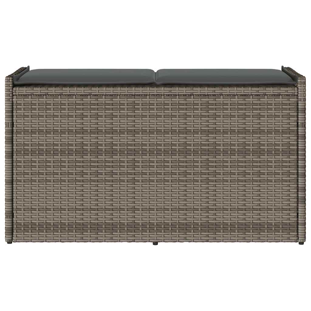 Outdoor Storage Bench with Cushion Grey 100 cm Poly Rattan