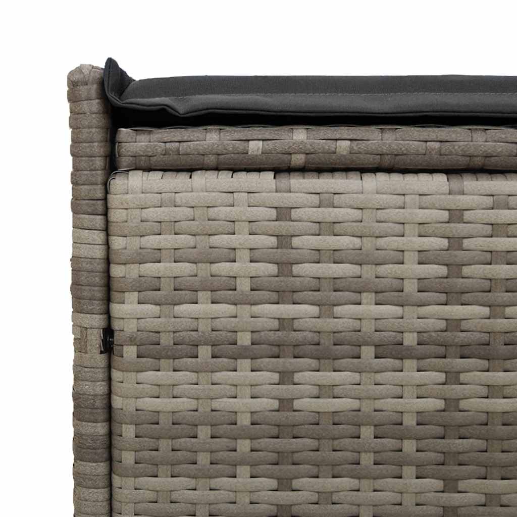 Outdoor Storage Bench with Cushion Grey 100 cm Poly Rattan
