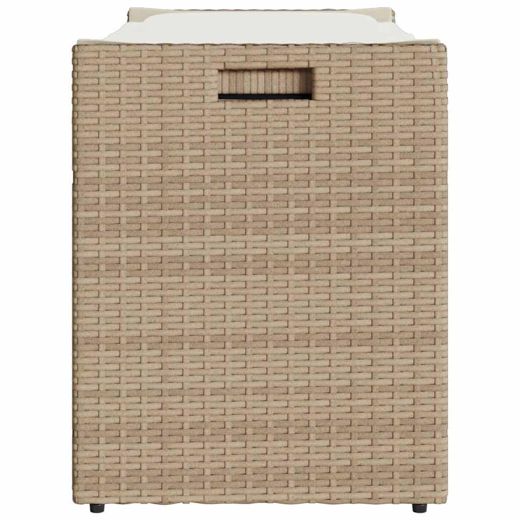 Outdoor Storage Bench with Cushion Beige 100 cm Poly Rattan