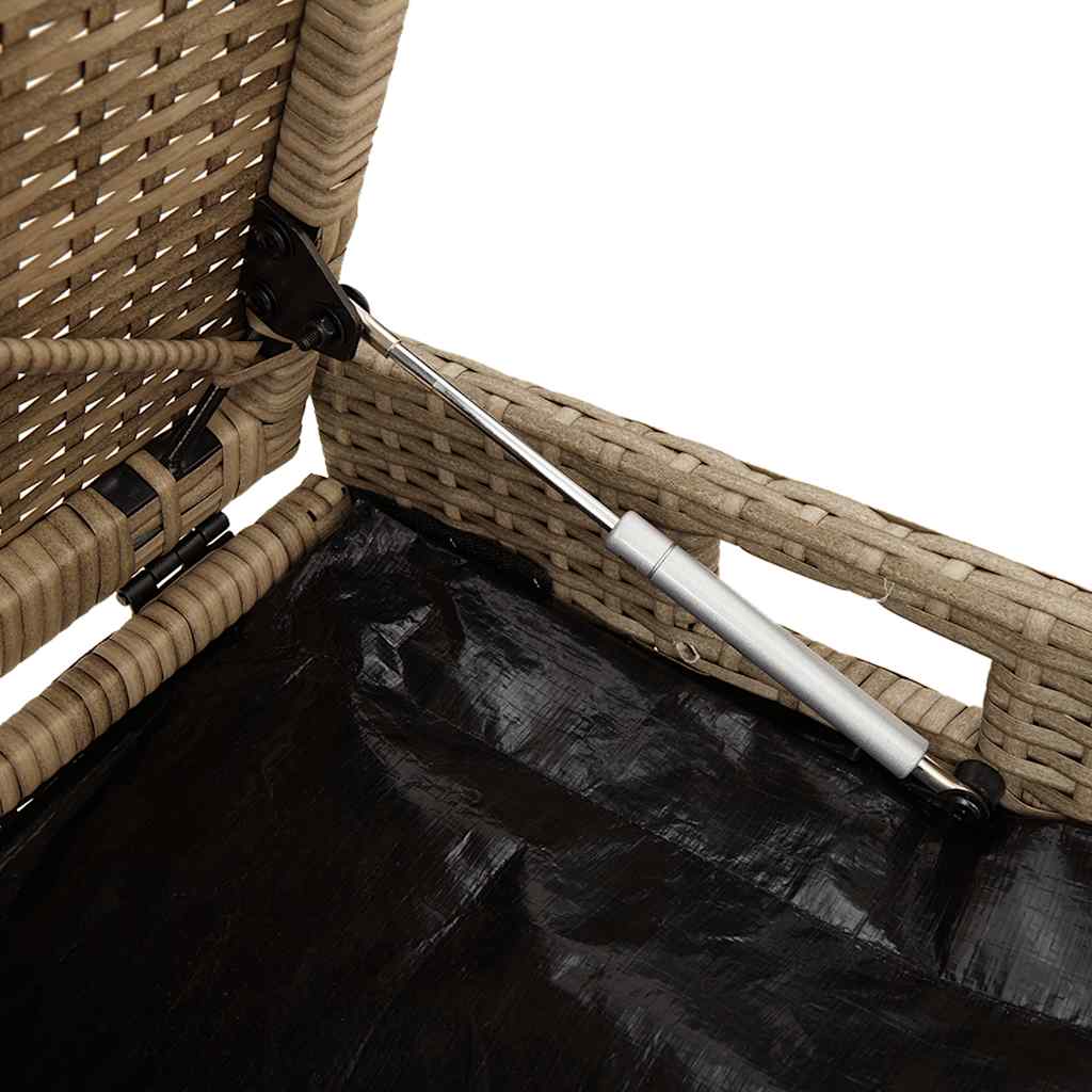 Outdoor Storage Bench with Cushion Beige 100 cm Poly Rattan