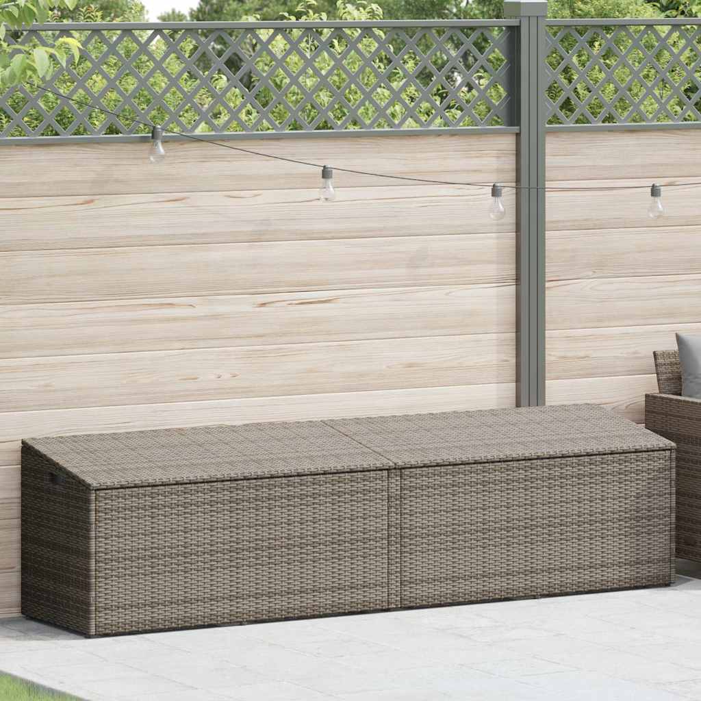 Garden Storage Box Grey 220x50x58 cm Poly Rattan