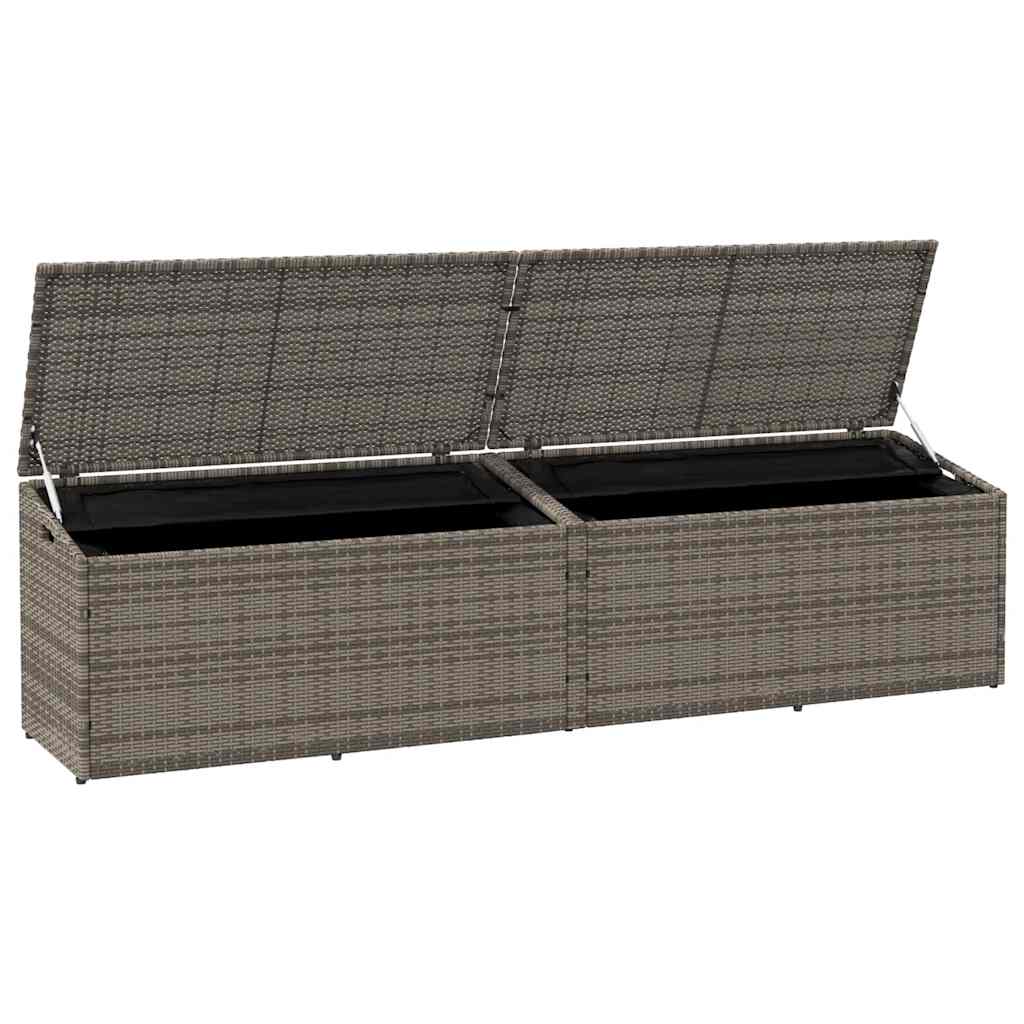 Garden Storage Box Grey 220x50x58 cm Poly Rattan