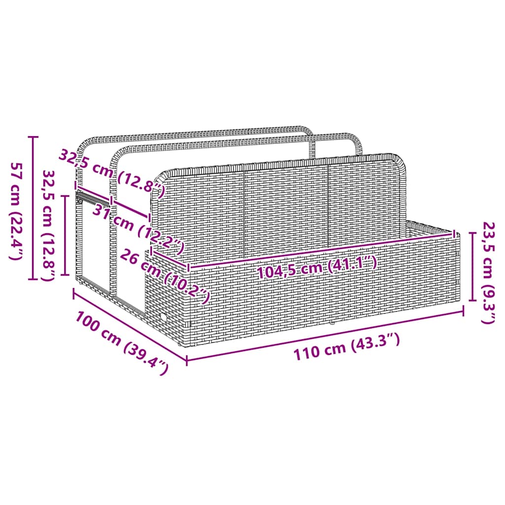 Poolside Float Storage Grey 110x100x57 cm Poly Rattan