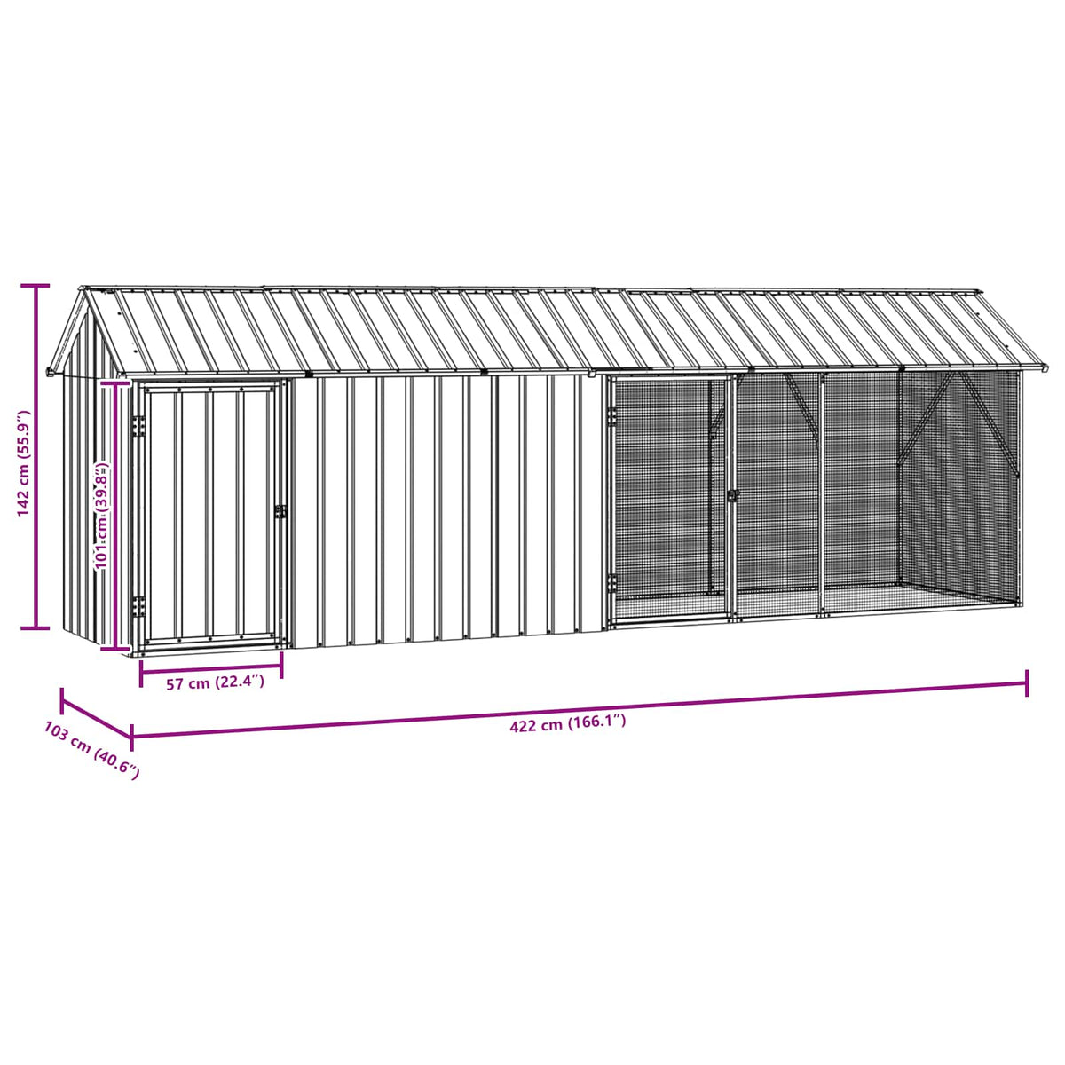 Bird Cage Anthracite 422 x 103 x 142 cm Galvanised Steel