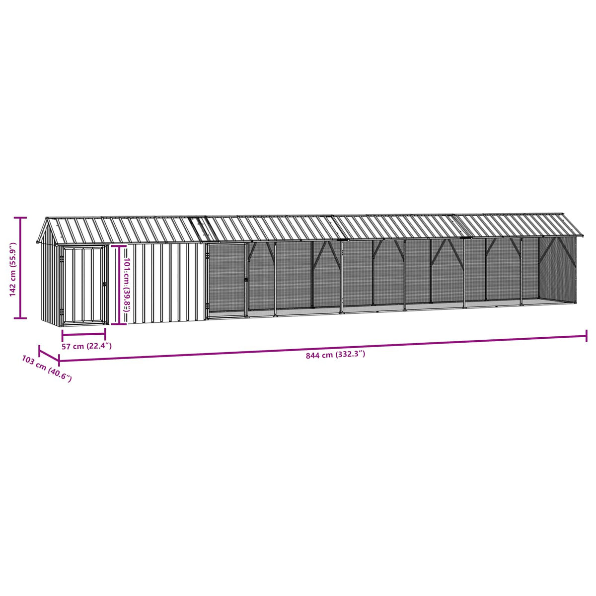 Bird Cage Anthracite 844 x 103 x 142 cm Galvanised Steel