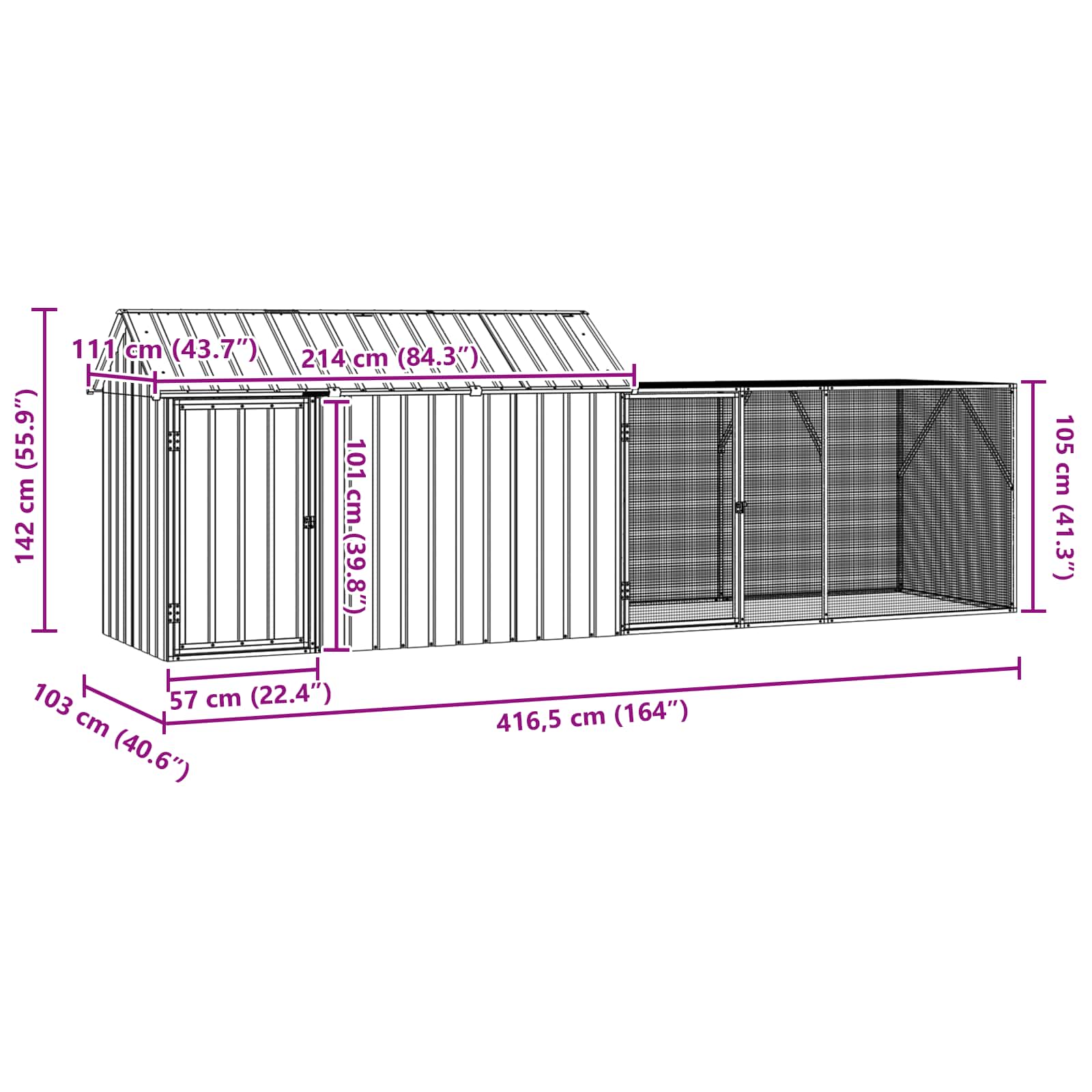 Bird Cage Anthracite 416,5 x 103 x 142 cm Galvanised Steel