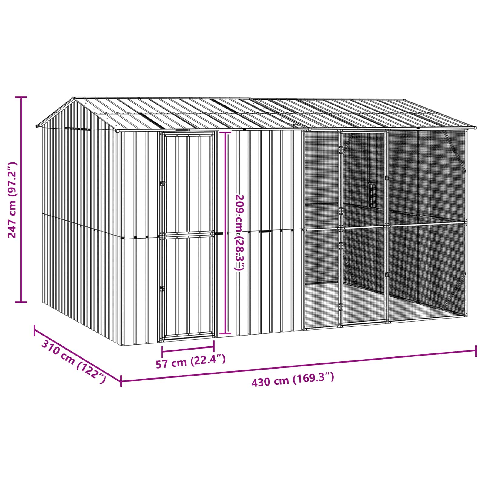 Bird Cage Anthracite 430 x 310 x 247 cm Galvanised Steel