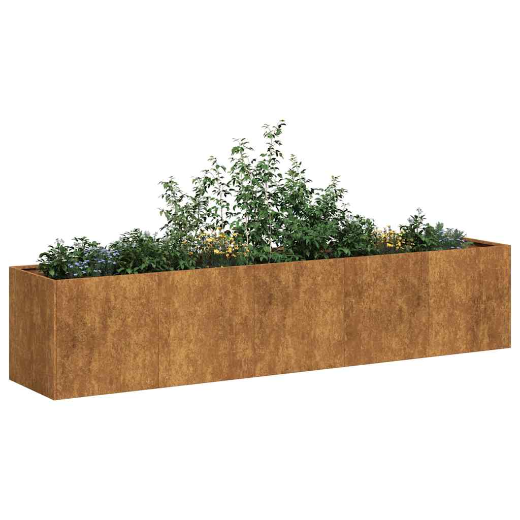 Planter Rusty 200x40x40 cm Weathering Steel