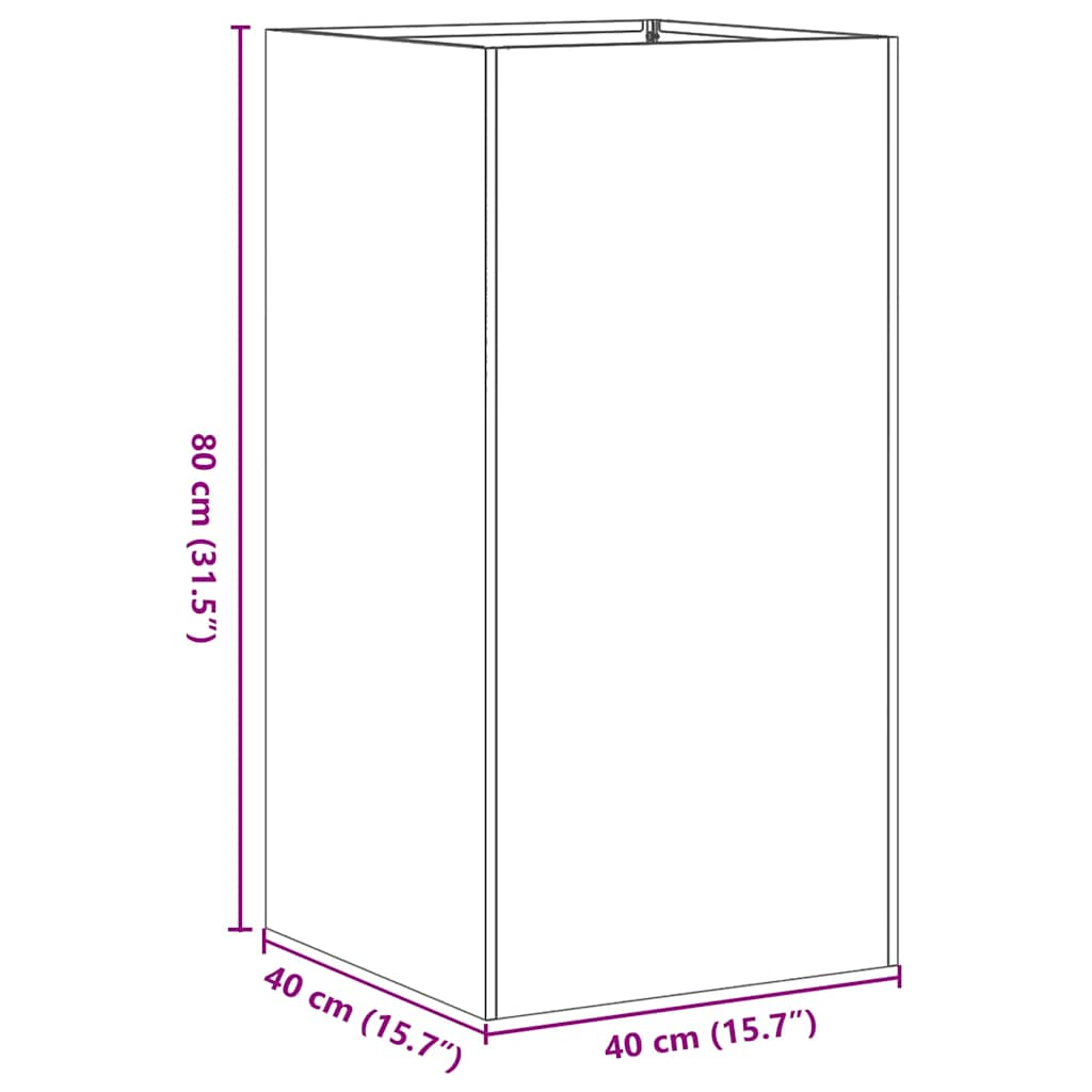 Planter 40x40x80 cm Galvanised Steel