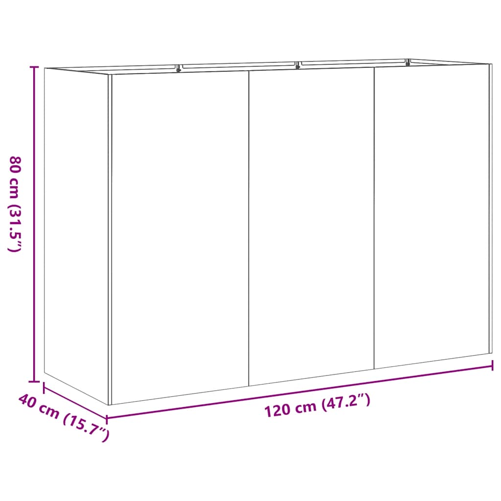 Planter 120x40x80 cm Galvanised Steel