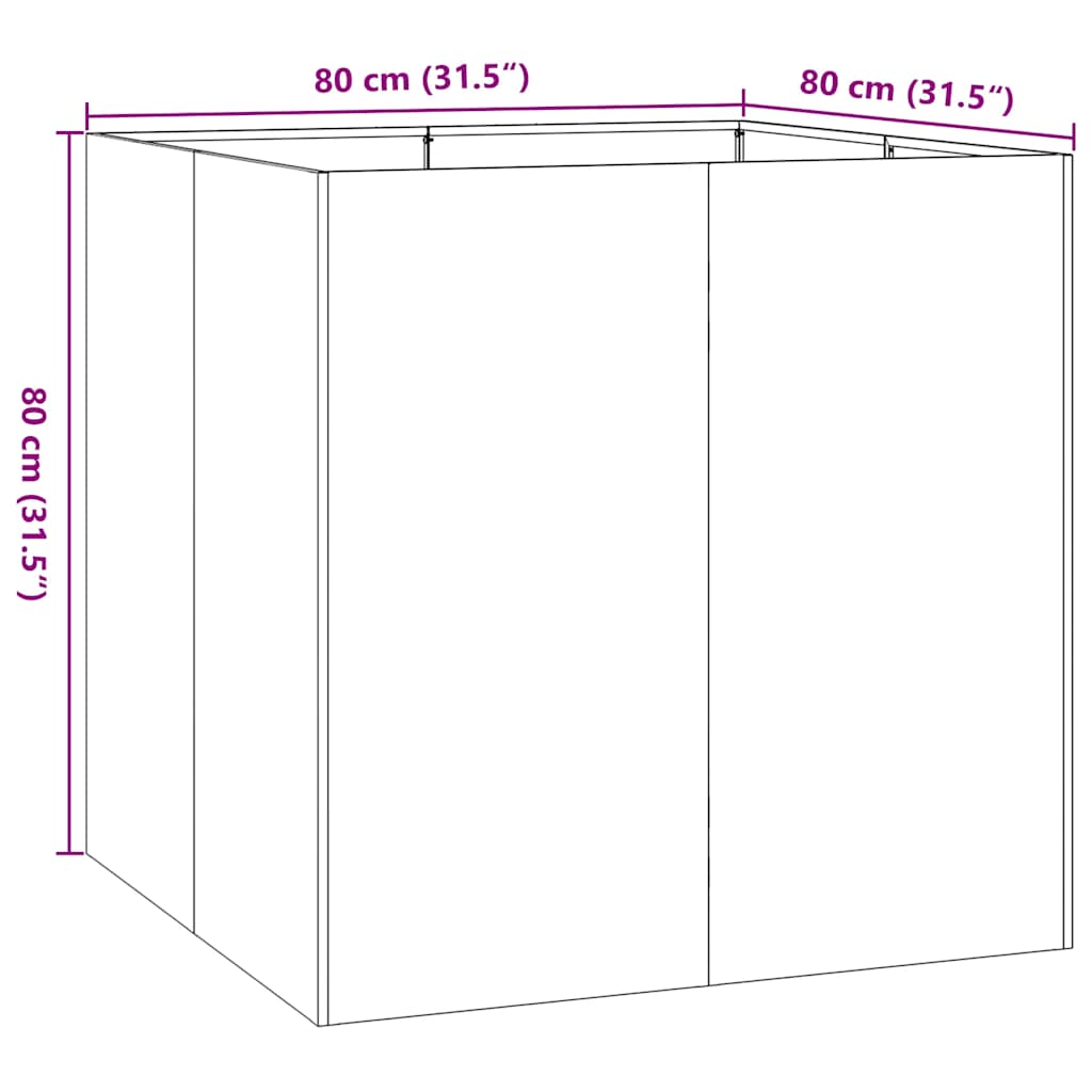 Planter 80x80x80 cm Galvanised Steel