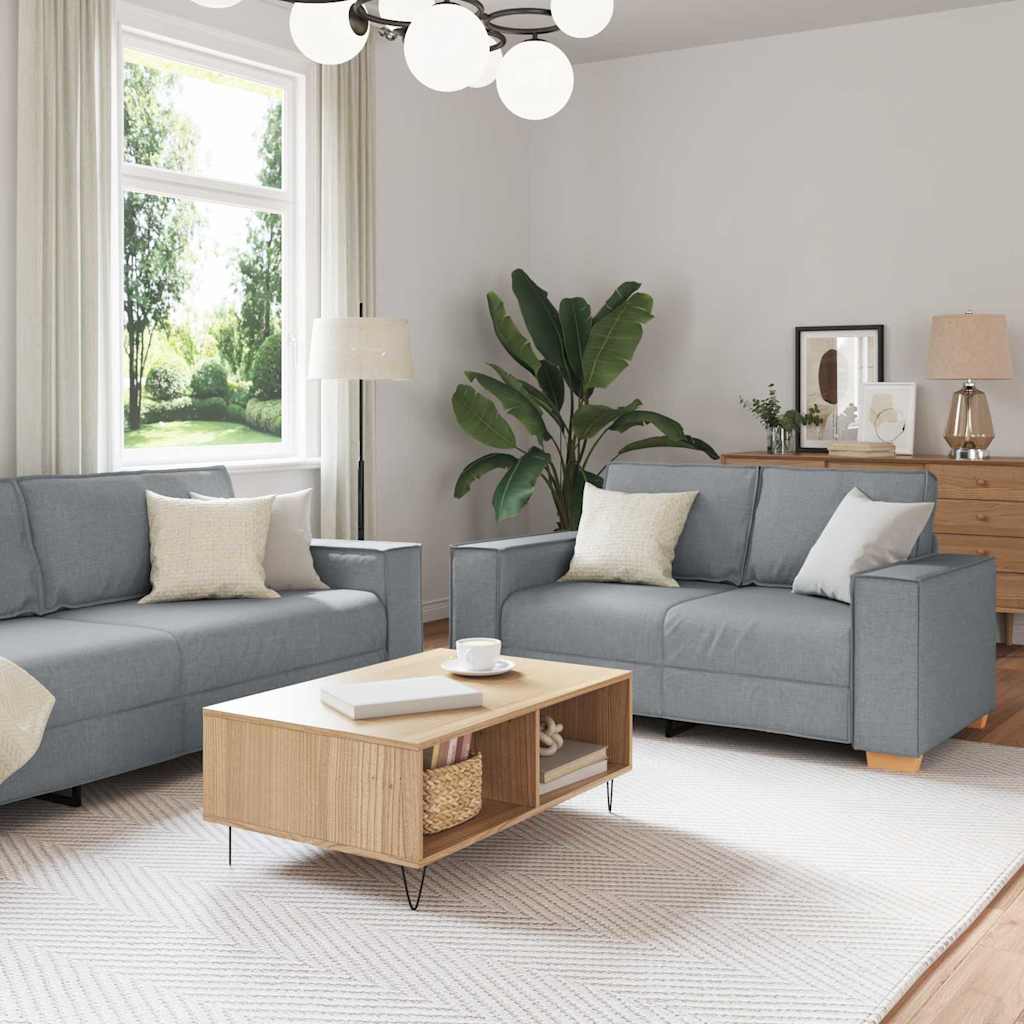 Sofa Set with Cushion 3 pcs Grey 220 x 78 x 84 cm Fabric