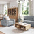 Sofa Set with Cushion 3 pcs Grey 220 x 78 x 84 cm Fabric