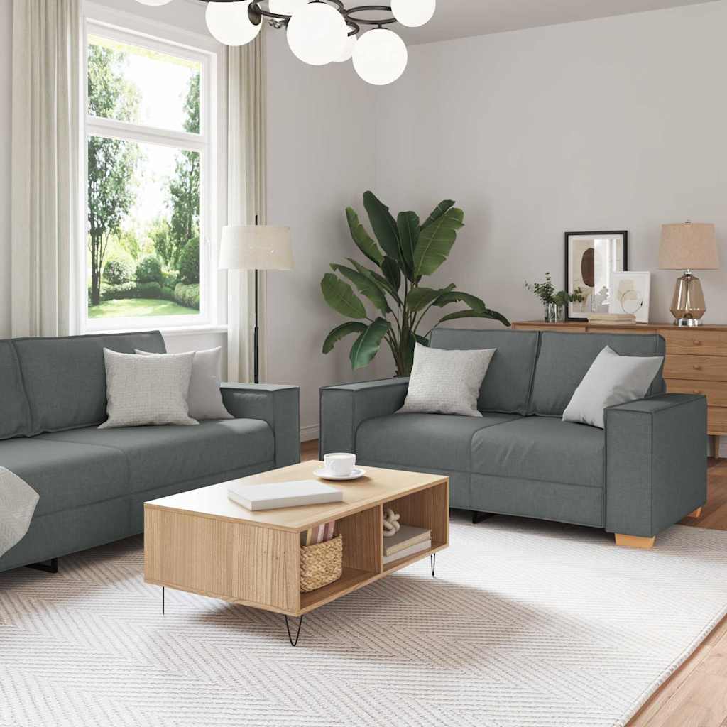 Sofa Set with Cushion 3 pcs Grey 220 x 78 x 84 cm Fabric