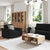 Sofa Set with Cushion 3 pcs Black 220 x 78 x 84 cm Fabric