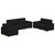 Sofa Set with Cushion 3 pcs Black 220 x 78 x 84 cm Fabric