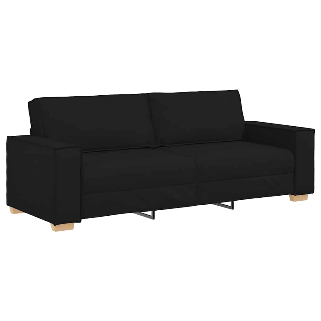 Sofa 3 pcs Black Linen-blend fabric