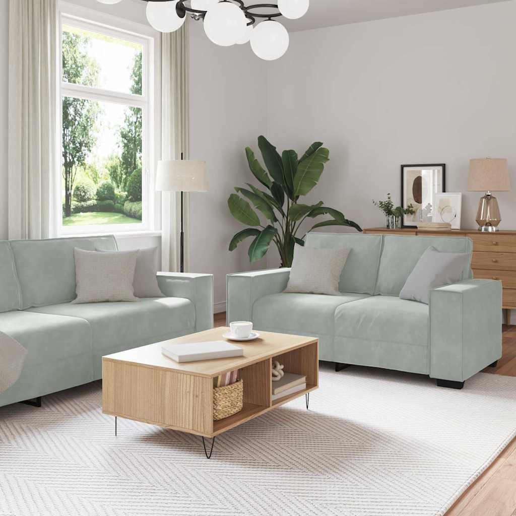Sofa Set with Cushion 3 pcs Grey 220 x 78 x 84 cm Velvet